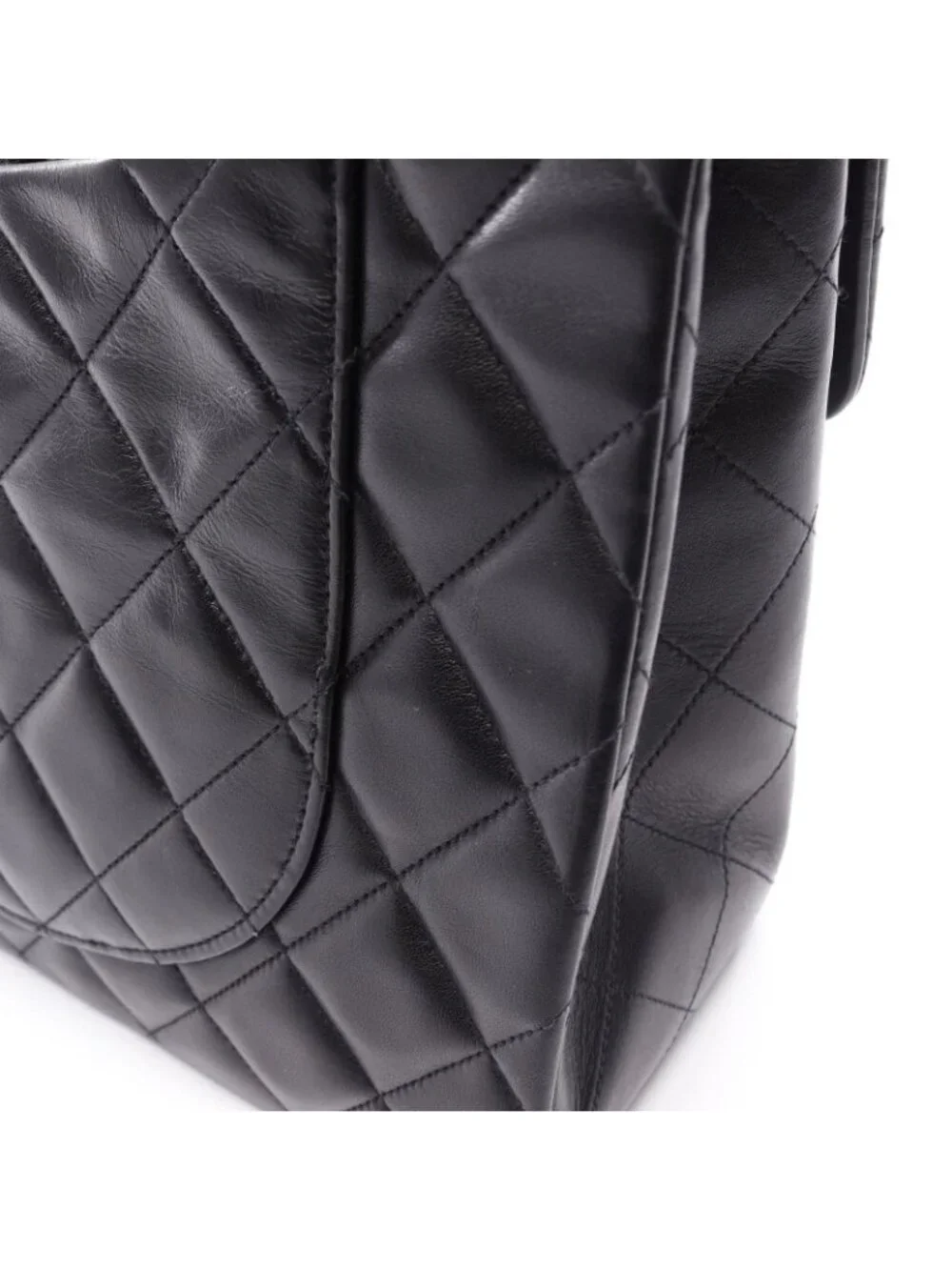 Chanel Shoulder Bag Deca Matelasse 34 Black Lambskin Chain